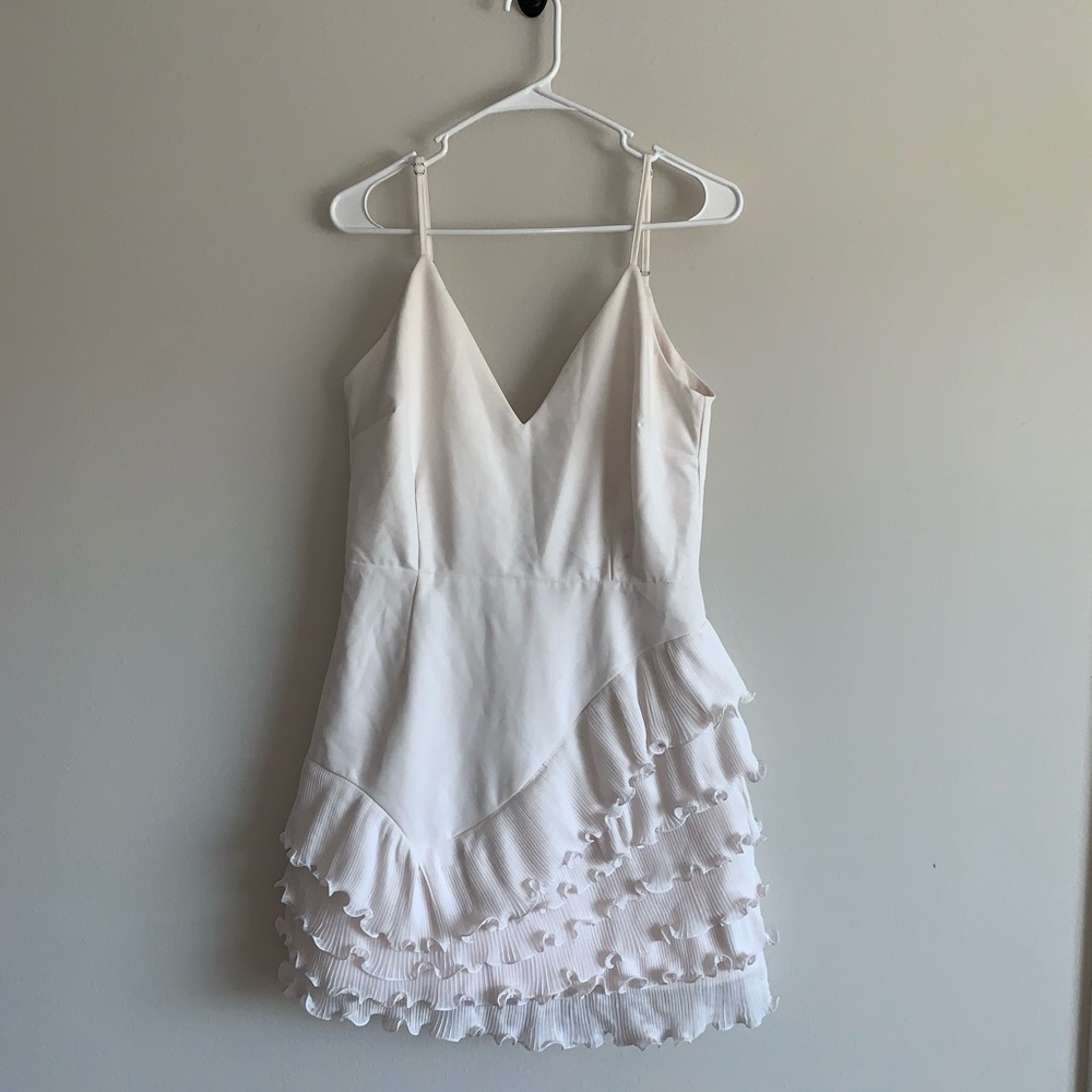 White ruffled Fashion nova dress